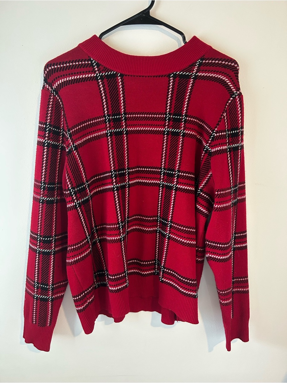 united states sweaters Red Plaid Crewneck Sweater